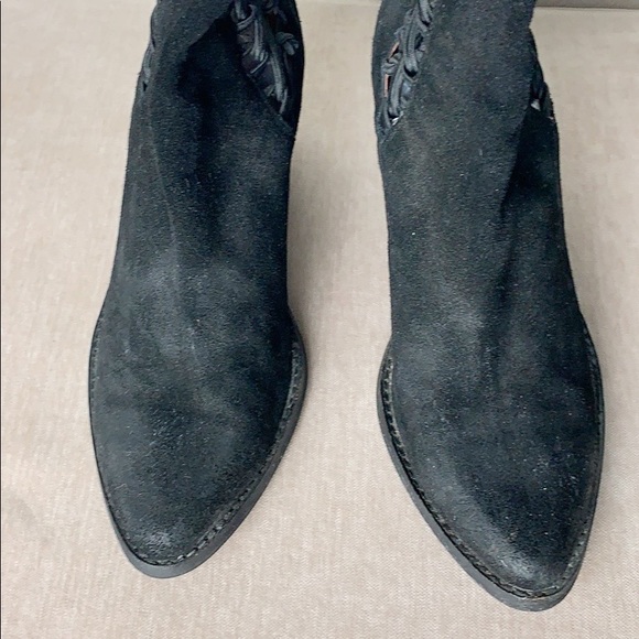 Jeffrey Campbell Suede Leather Criss Cross Black Side Laced Booties - Picture 5 of 11